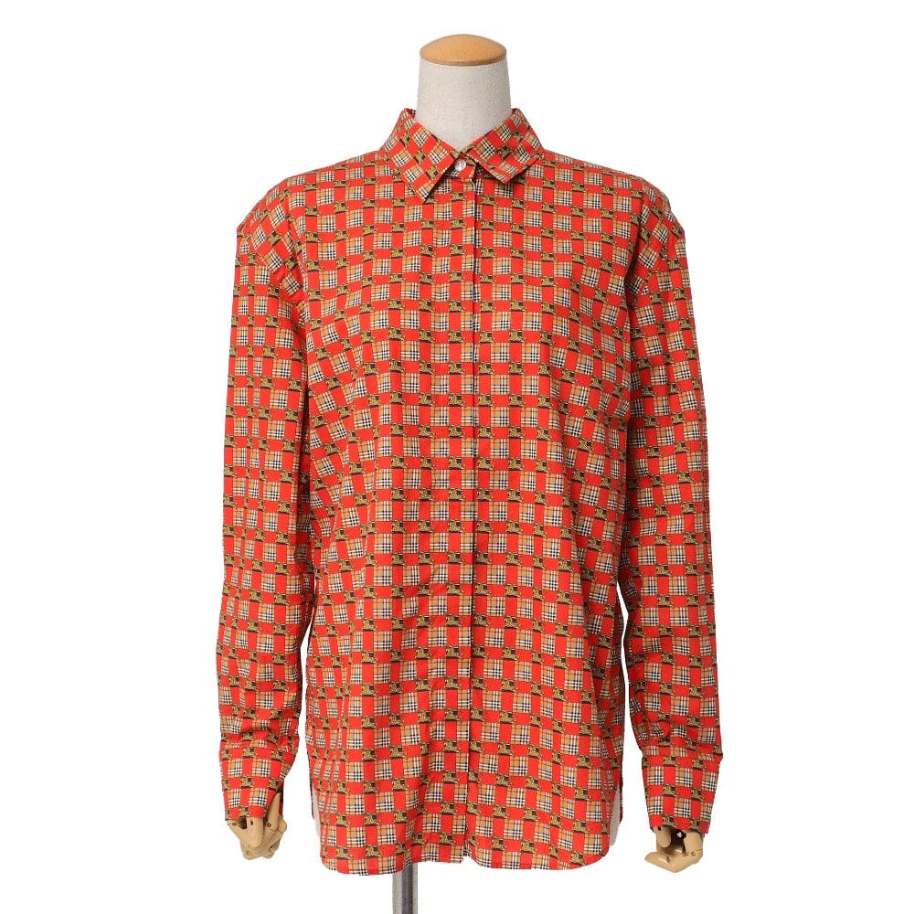■美品■BURBERRY バーバリー 長袖シャツ サイズUK8/IT40 ロゴ チェック柄 ブランド古着【中古】20260501/RA9268