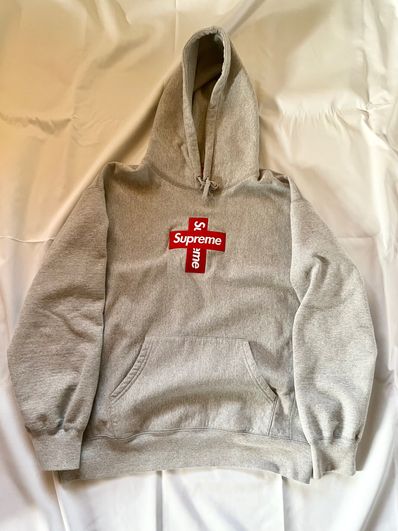 Supreme Cross Box Logo Hooded Sweatshirt "Grey"