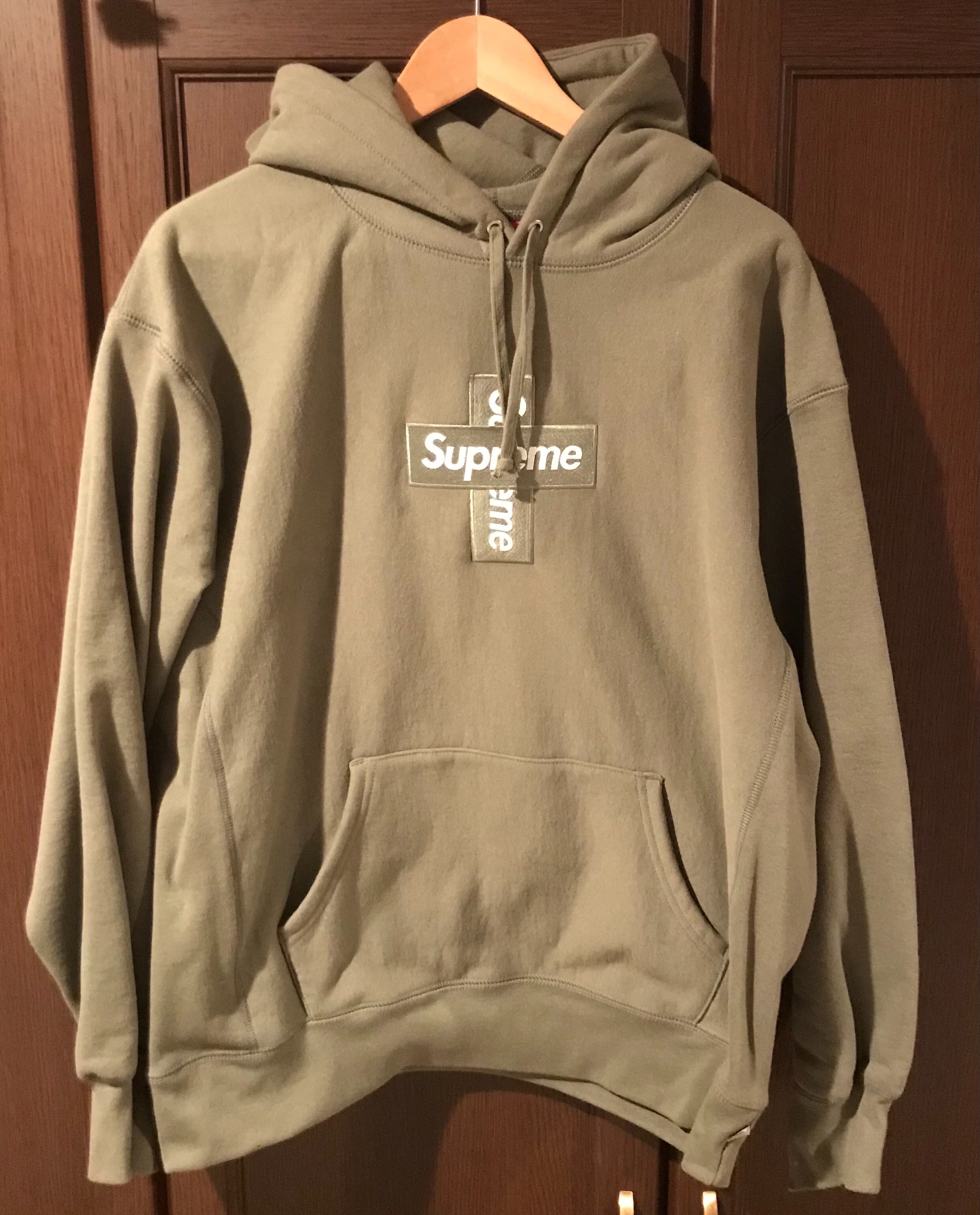 Supreme Cross Box Logo Hooded Sweatshirt "Light Olive"