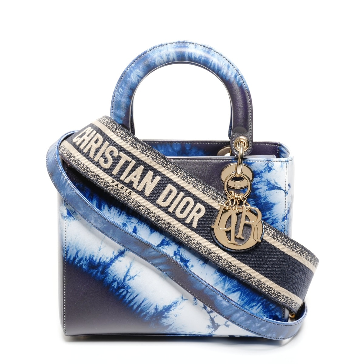 ディオール Dior レディ ディオール ミディアム ジャガード ショルダー 2way タイダイ ハンドバッグ【中古】