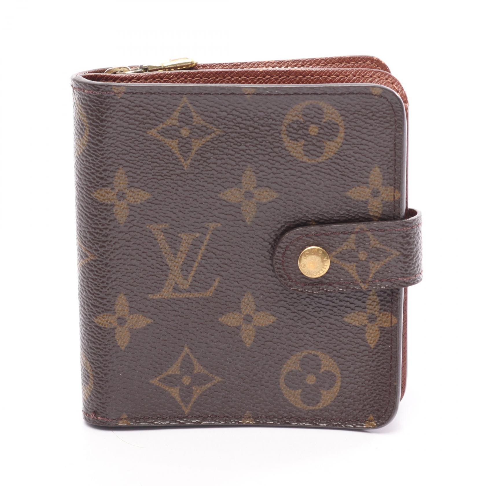 ルイ・ヴィトン LOUIS VUITTON コンパクトジップ モノグラム 二つ折り財布 財布 PVC レディース ブラウン系 M61667 【中古】