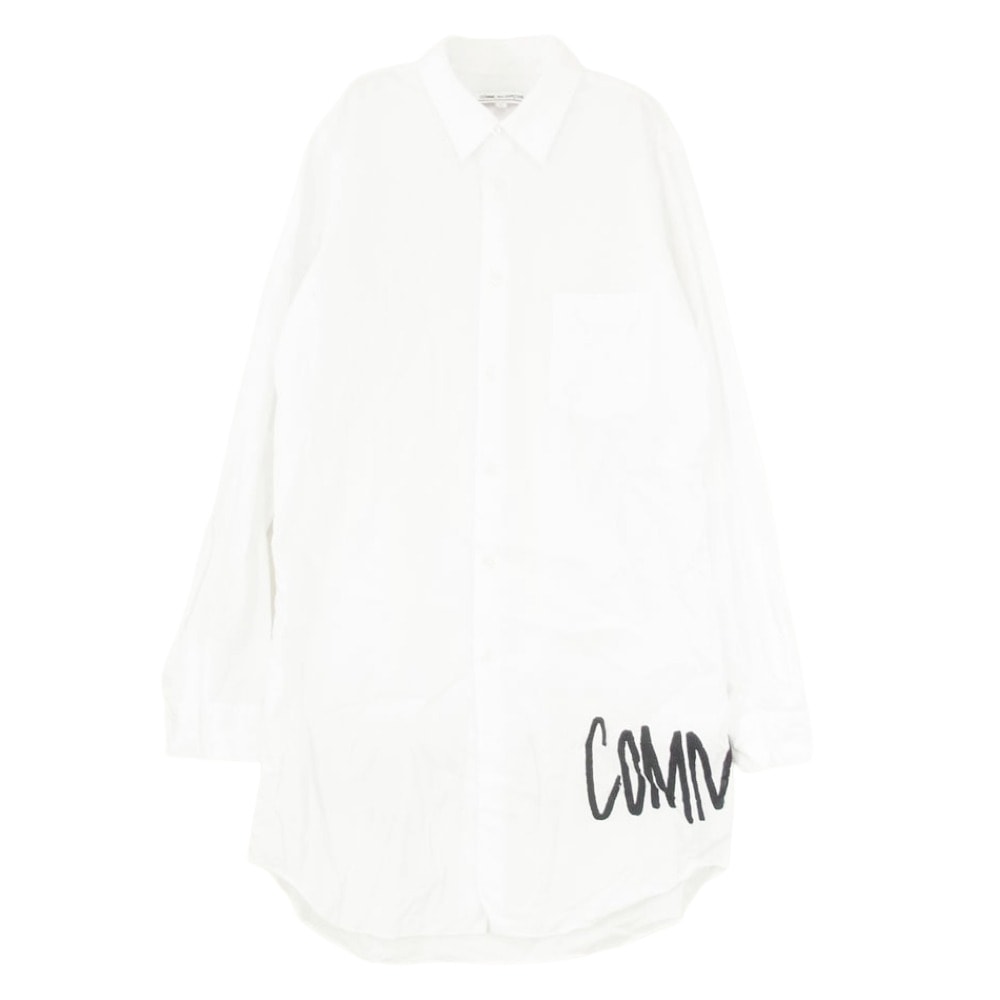 COMME des GARCONS コムデギャルソン 22SS OI-B101 バック プリント ロゴ ロング 長袖 ロングスリーブ シャツ ホワイト系 L【中古】