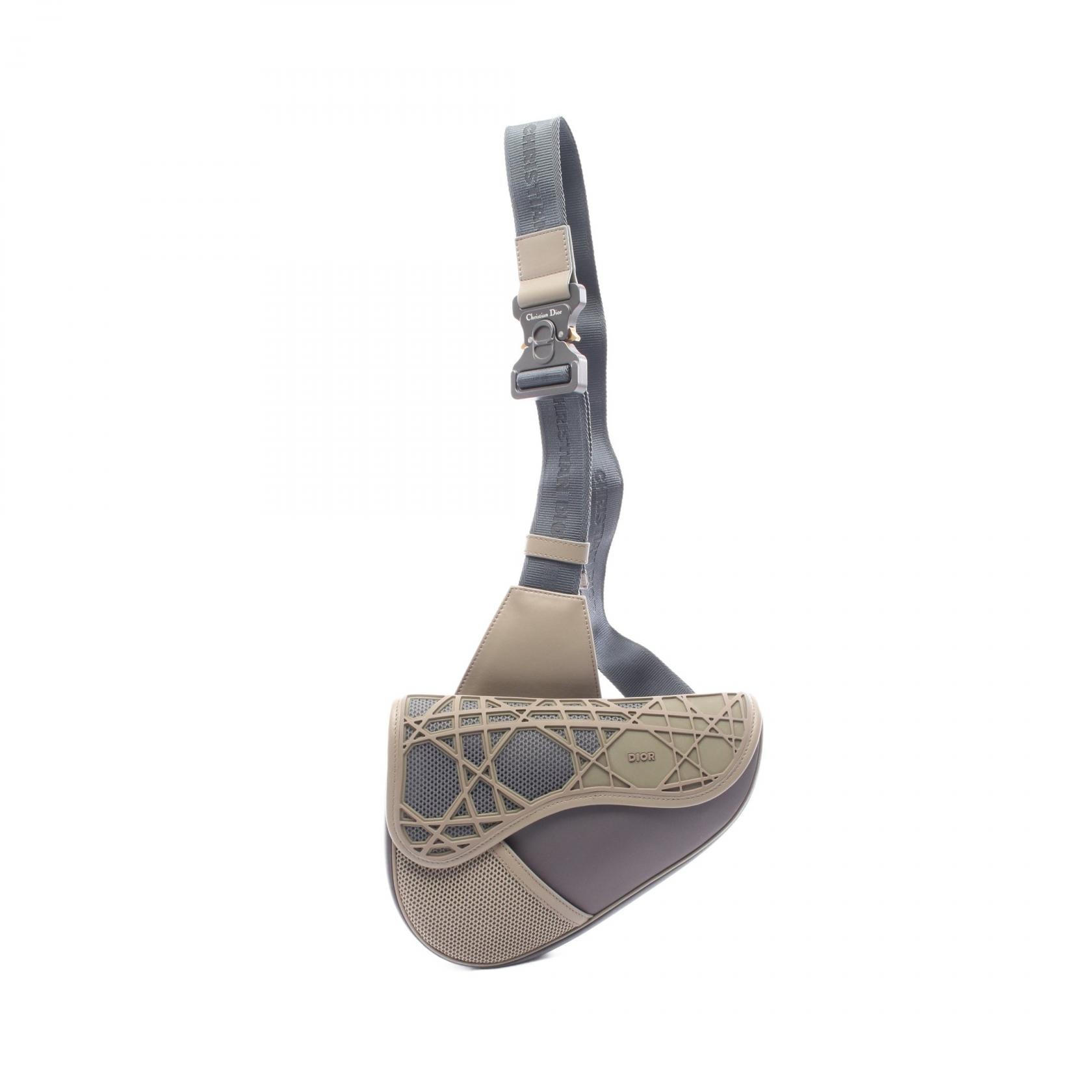 ディオール Dior SADDLE サドル ウエストバッグ ボディバッグ バッグ ナイロン レザー メッシュ / ラバー メンズ グレー系 / ベージュ系 【中古】