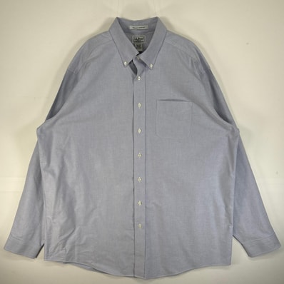 古着 エルエルビーン L.L.Bean 長袖シャツ 大きいサイズ 肉厚 ボタンダウン 胸ポケ 2XL 水色系 無地 メンズ