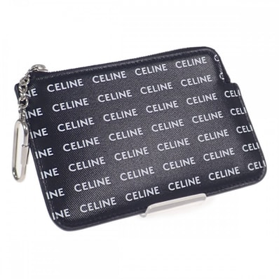 セリーヌ CELINE フック付きコイン&カードポーチ 10B772DTN.38AW コインケース PVC ブラック シルバー金具 レディース【中古】【Aランク】