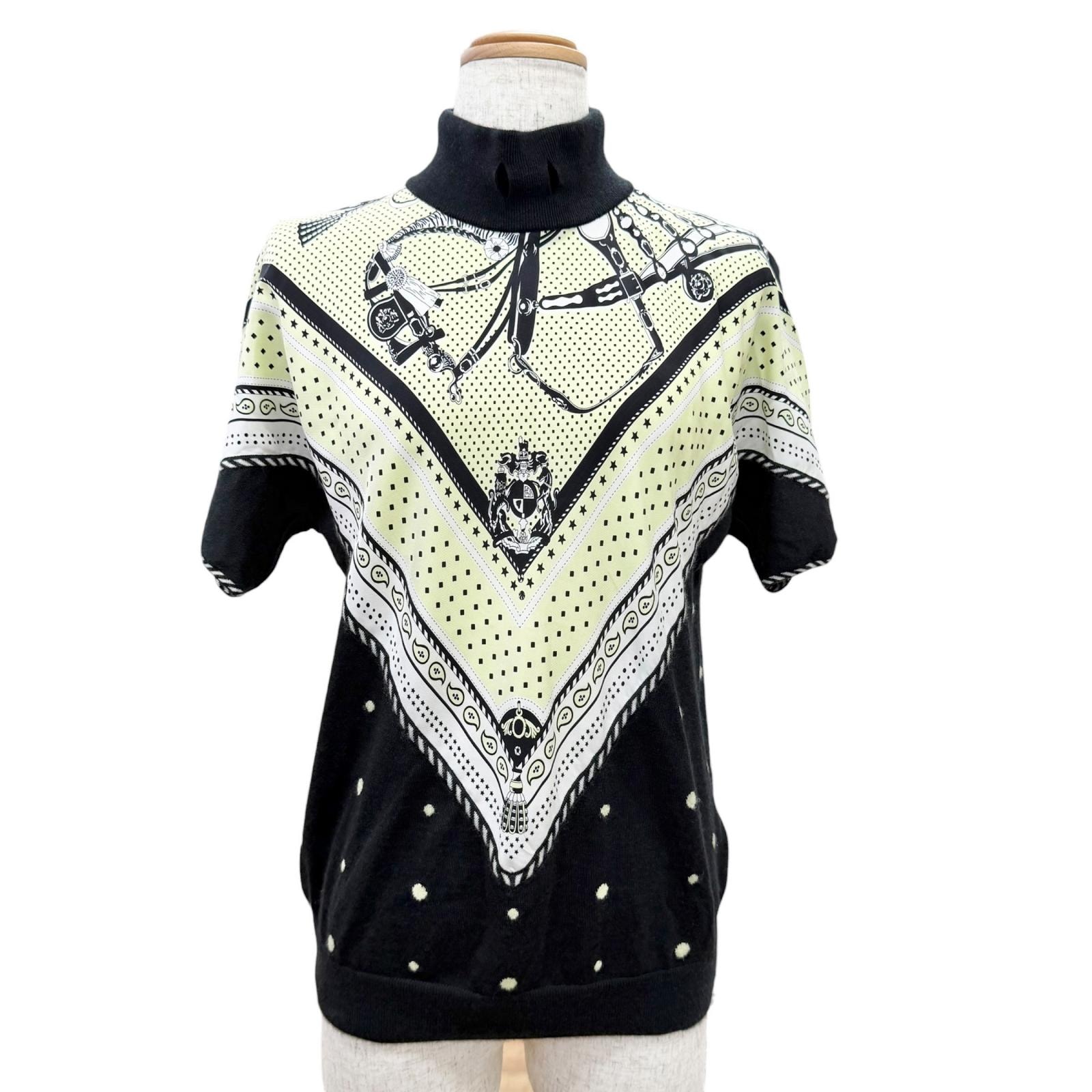 極美品 エルメス ツイルレーヌ 半袖ニット 宮廷の馬具 36 2H2826DS