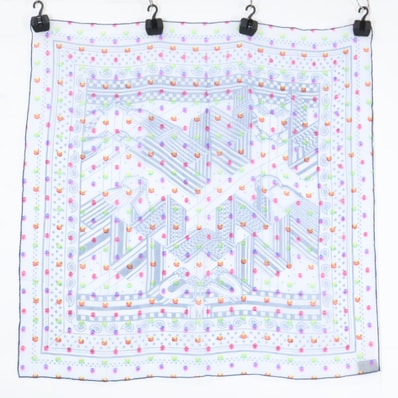 エルメス 【美品】SANGLES EN ZIGZAG BANBANA ジグザグのサングル シルク混 カレ60
