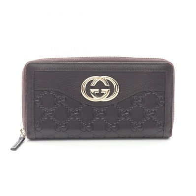 グッチ GUCCI スーキー グッチシマ ラウンド長財布 財布 レザー レディース ブラウン系 308012 【中古】