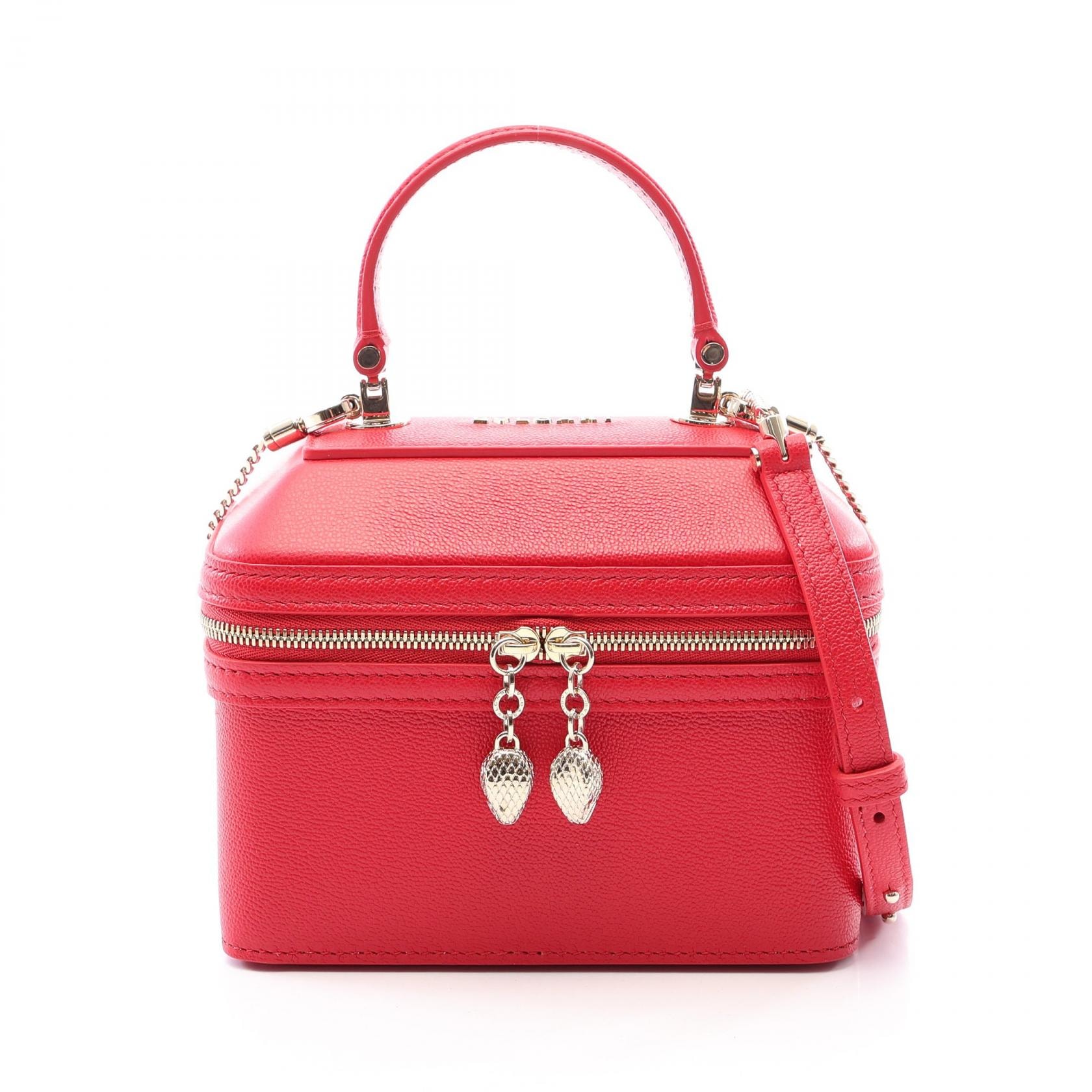 ブルガリ BVLGARI セルペンティ ジュエリーボックス 2WAY ハンドバッグ バッグ レザー レディース レッド系 【中古】