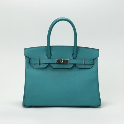 エルメス HERMES バーキン30 バーキン 30 バッグ トートバッグ エプソン ブルーパオン Bluepaon ブルー グリーン Blue Green 青 緑 シルバー金具 ハンドバッグ
