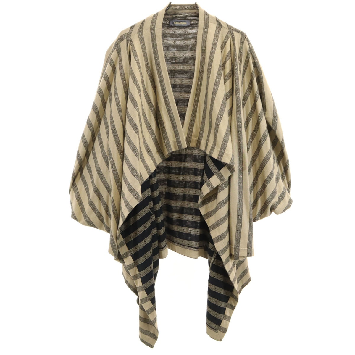 ISSEY MIYAKE イッセイミヤケ 80s 日本製 筆タグ ヴィンテージ ストライプ柄 長袖 カーディガン SM ベージュ系