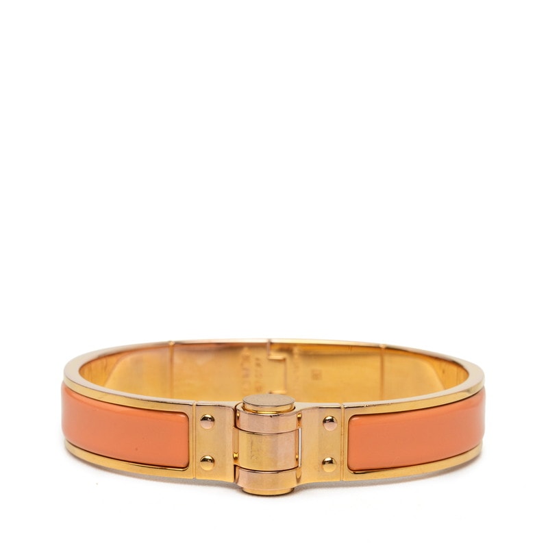 エルメス シャニエール M バングル オレンジ ゴールド メッキ レディース HERMES 中古
