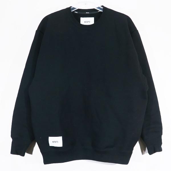 WTAPS ダブルタップス 24AW SIGN 02/SWEATER/COTTON 242ATDT-CSM22 サイン スウェット コットン ブラック トップス クルーネック トレーナー サイズ01(S)