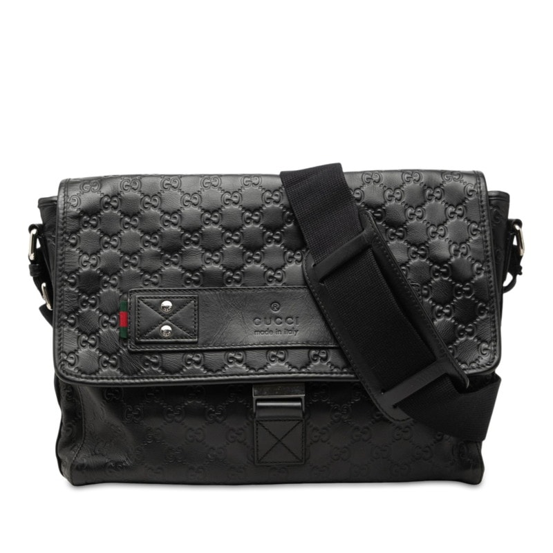 グッチ グッチシマ ショルダーバッグ メッセンジャーバッグ 246067 ブラック レザー レディース GUCCI 中古