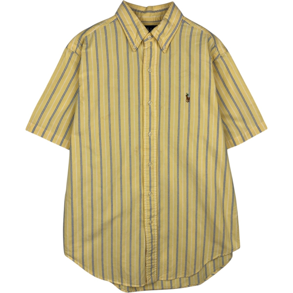 古着 ラルフローレン Ralph Lauren CLASSIC FIT ストライプ柄 マルチストライプ 半袖 ボタンダウン ストライプシャツ メンズM相当/eaa495219