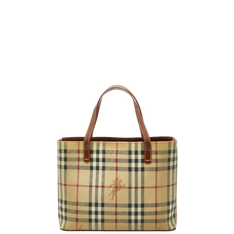 バーバリー ノバチェック シャドーホース ハンドバッグ ベージュ マルチカラー PVC レザー レディース BURBERRY 【中古】