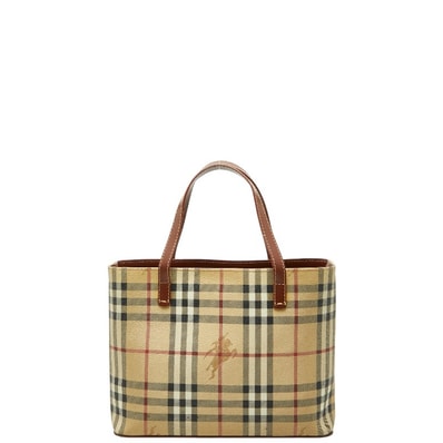 バーバリー ノバチェック シャドーホース ハンドバッグ ベージュ マルチカラー PVC レザー レディース BURBERRY 【中古】