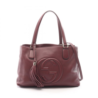 グッチ GUCCI ソーホー インターロッキングG 2WAY トートバッグ バッグ レザー レディース ボルドー系 308363 【中古】