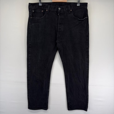 古着 リーバイス Levi's デニム パンツ 501 ジーパン ストレート ボタンフライ ジッパーフライ ジーンズ w38 L30 ブラック系 メンズ