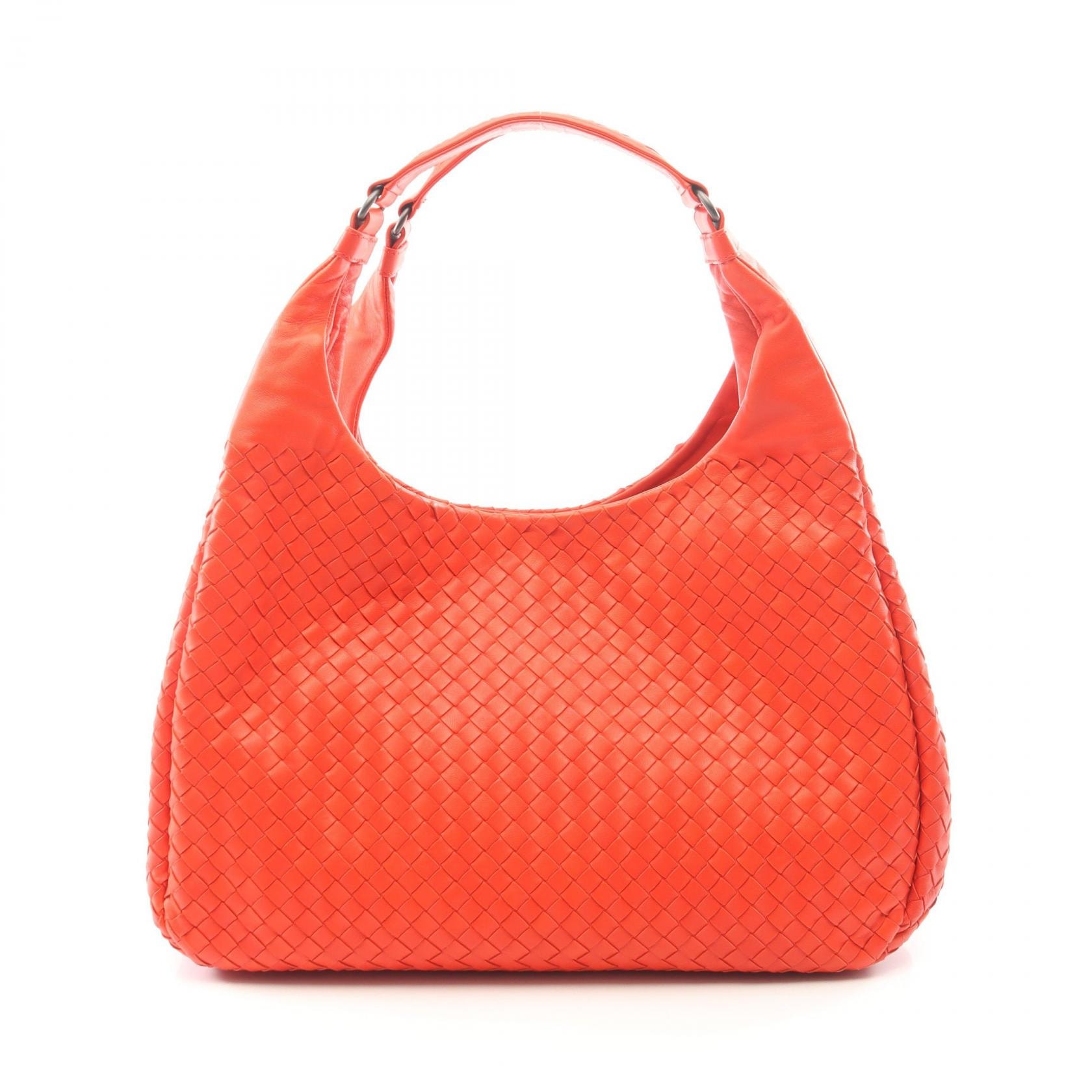 ボッテガヴェネタ BOTTEGA VENETA ラージ カンパーナバッグ イントレチャート ショルダーバッグ バッグ レザー レディース レッド系 【中古】