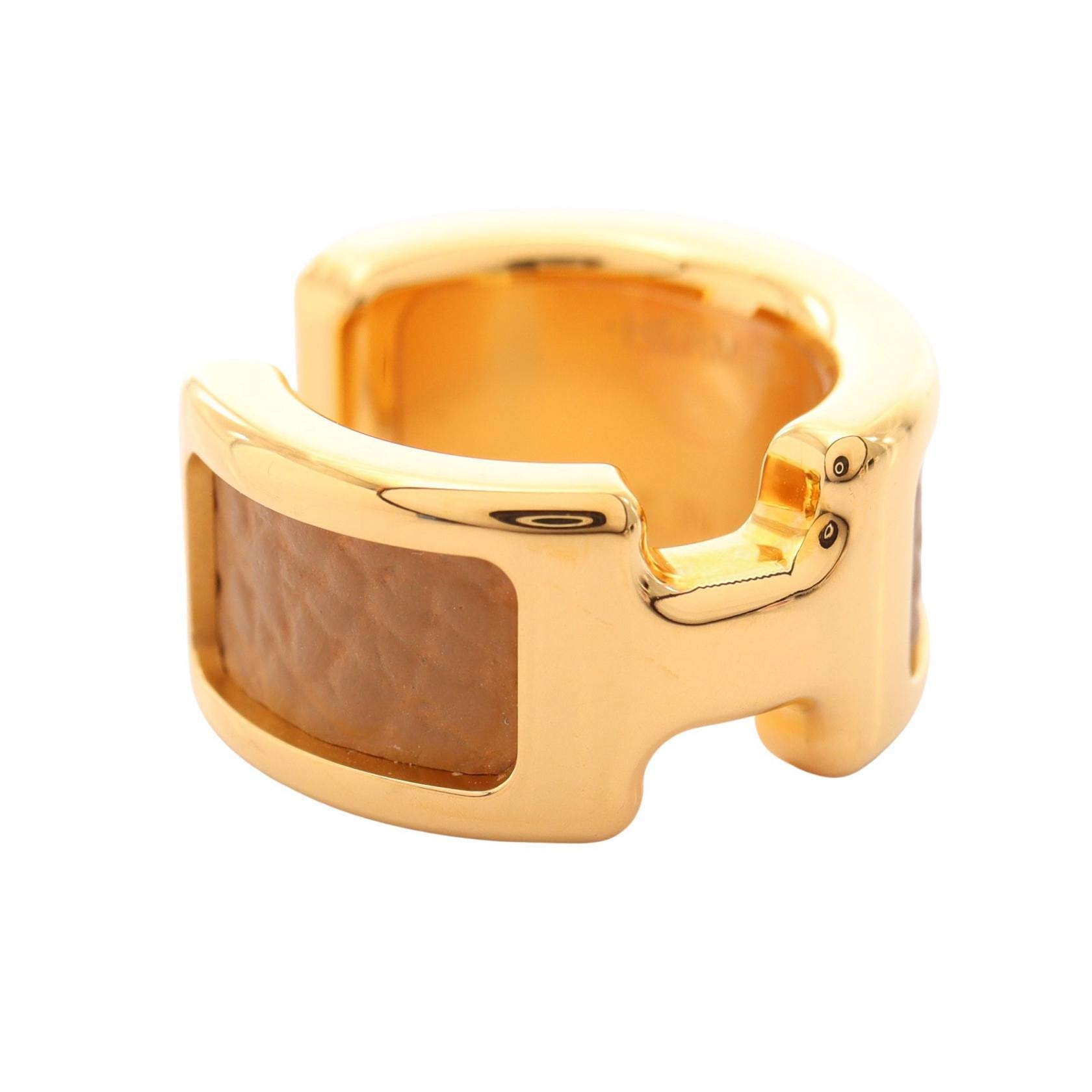 エルメス HERMES オランプPM アクセサリー GP(ゴールドメッキ) レザー ゴールド レディース ゴールド系 / ベージュ系 【中古】