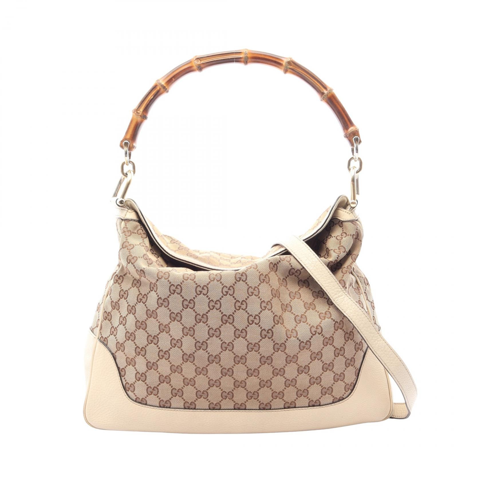 グッチ GUCCI ダイアナ バンブー GGキャンバス 2WAY ショルダーバッグ バッグ キャンバス レザー レディース アイボリー系 / ベージュ系 282315 【中古】