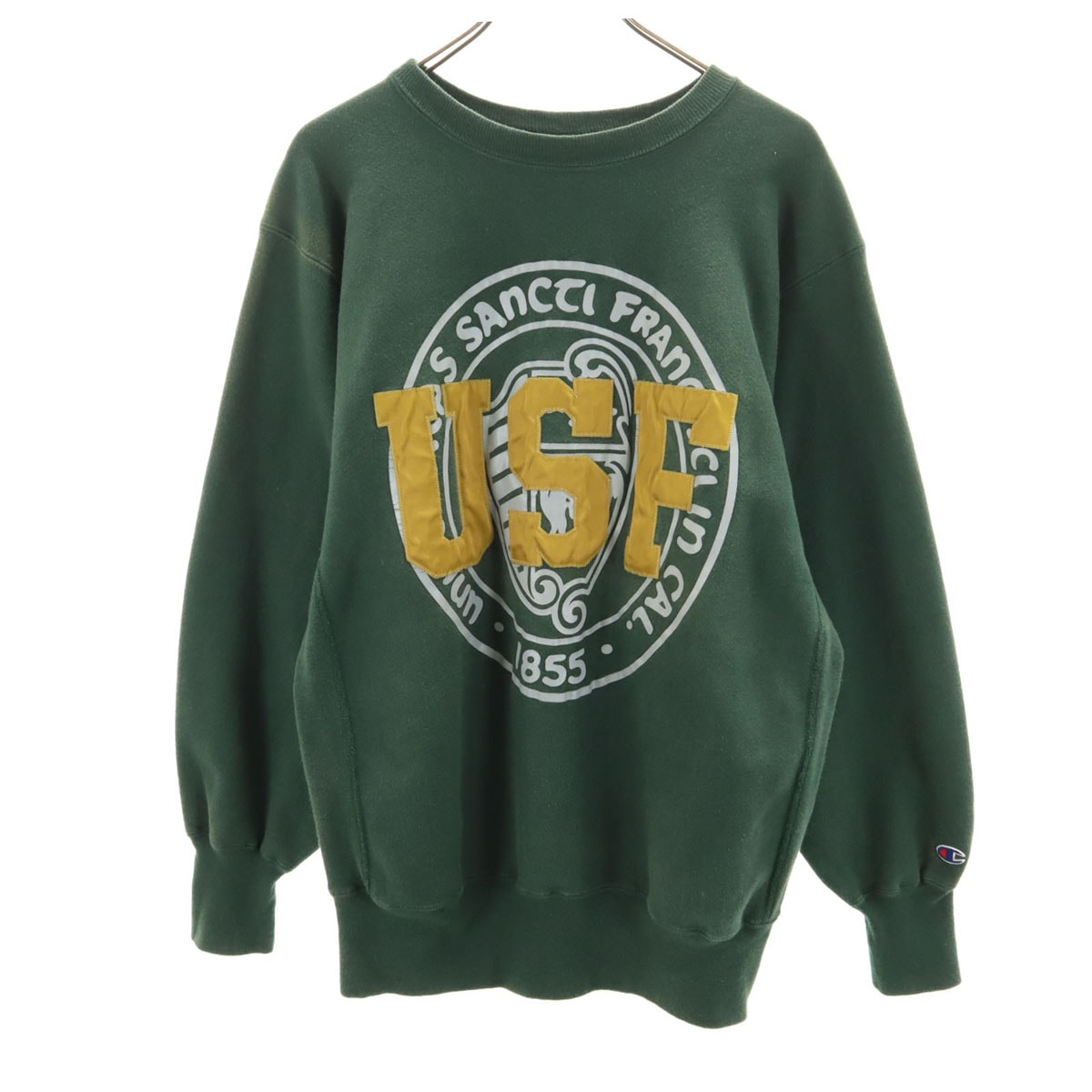 Champion チャンピオン 90s USA製 オールド 刺繍タグ 長袖 スウェット XL グリーン系