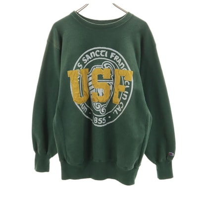 Champion チャンピオン 90s USA製 オールド 刺繍タグ 長袖 スウェット XL グリーン系