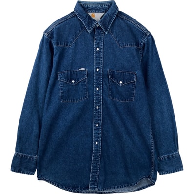 古着 カーハート Carhartt 長袖 デニム ウエスタンシャツ メンズL相当/eaa643310