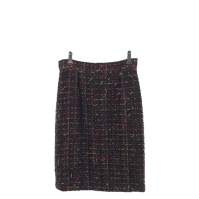 美品 CHANEL シャネル ココマーク サイズ36 マルチカラー シルク ウール/ スカート ツイードスカート タイトスカート 600630 【中古】