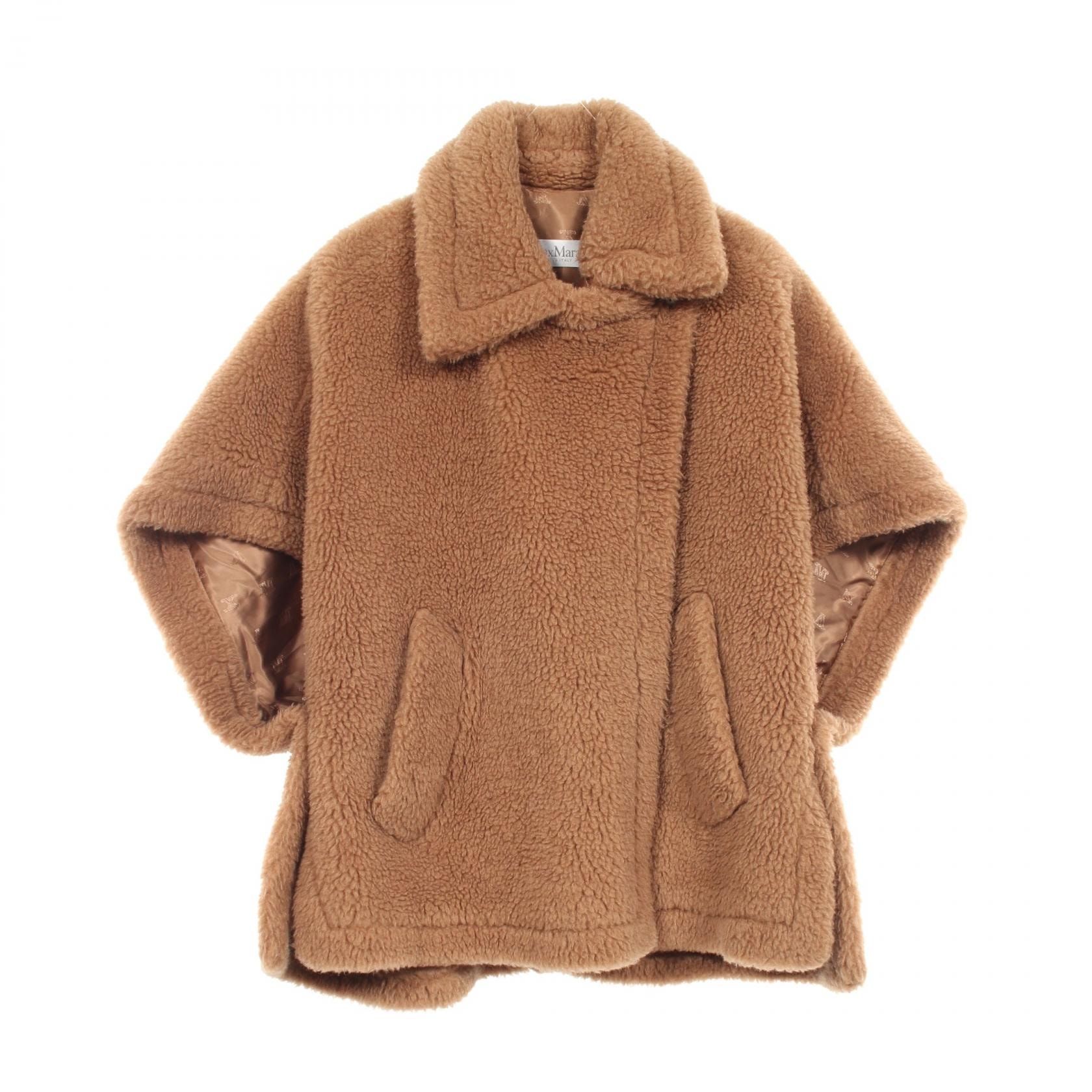 マックスマーラ MAX MARA テディベア ケープ ポンチョ 衣料品 アウター キャメル レディース ブラウン系 【中古】