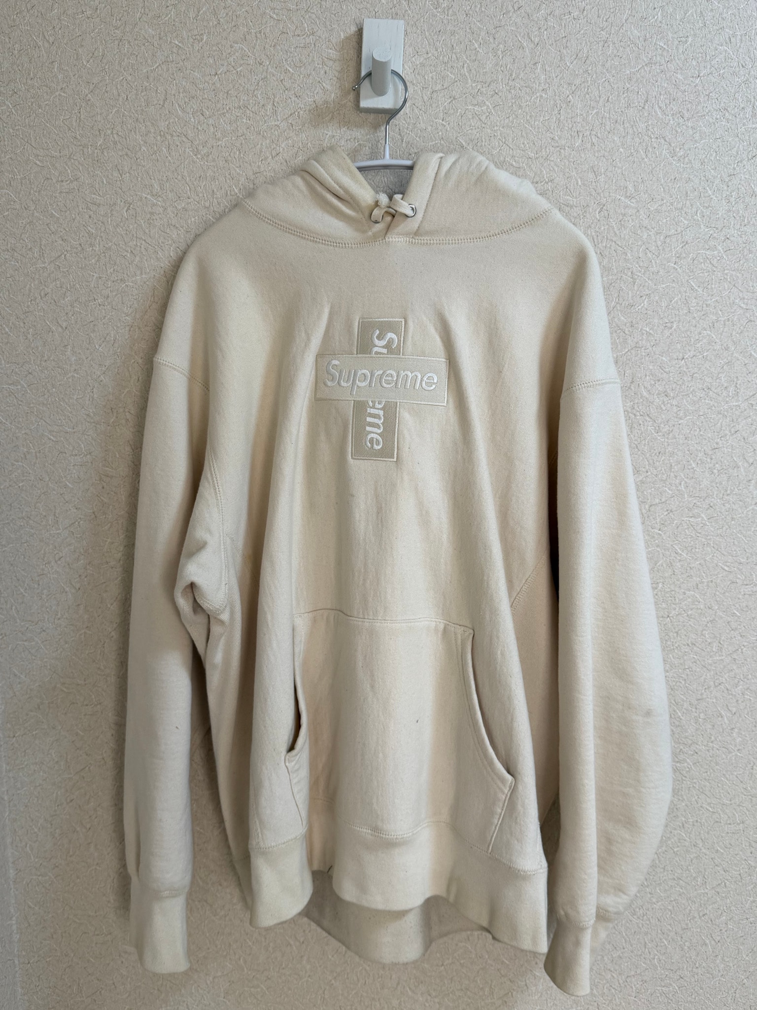 Supreme Cross Box Logo Hooded Sweatshirt "Natural"