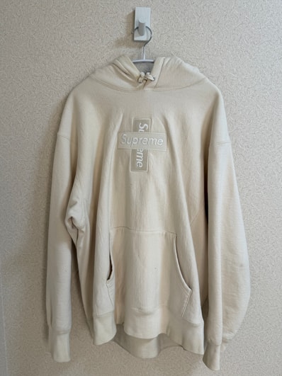Supreme Cross Box Logo Hooded Sweatshirt "Natural"