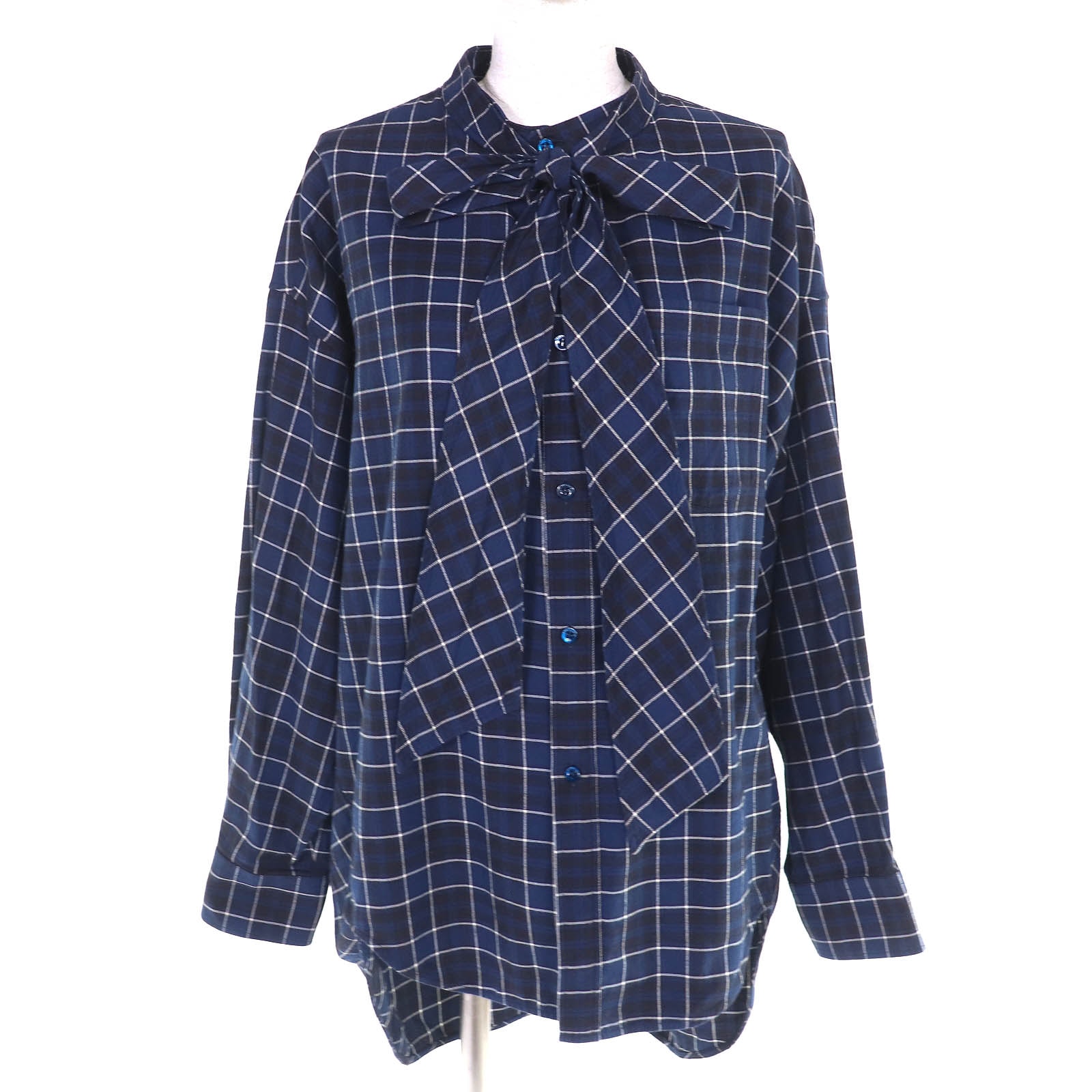 美品 バレンシアガ チェック柄 ニュースウィングシャツ 36 520497