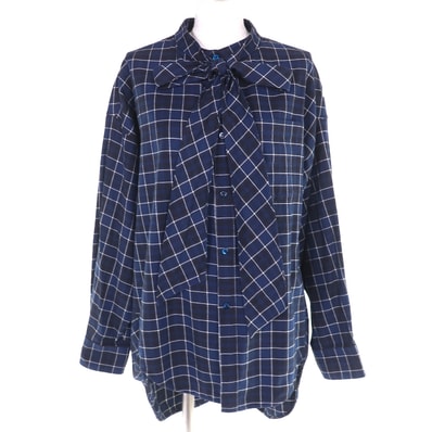 美品 バレンシアガ チェック柄 ニュースウィングシャツ 36 520497