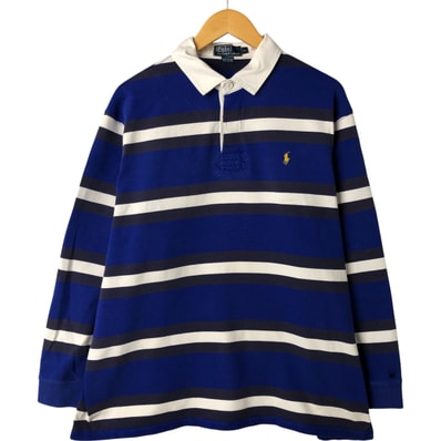 古着 ラルフローレン Ralph Lauren POLO by Ralph Lauren ボーダー柄 長袖 ラガーシャツ メンズXL相当/eaa547917