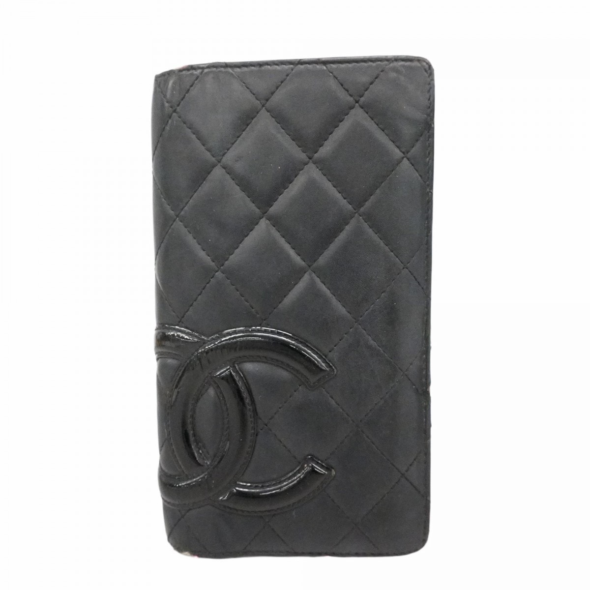 【6dd5016】シャネル 長財布 カンボン ラムスキン ブラック シルバー金具【中古】レディース