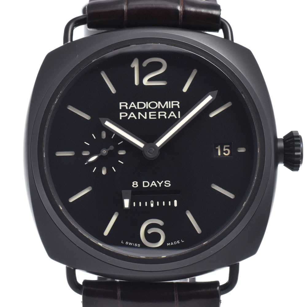 値下 パネライ PANERAI PAM00384 ルミノール 8デイズ ブラック 手巻き メンズ 美品 箱付き 腕時計 N#148529