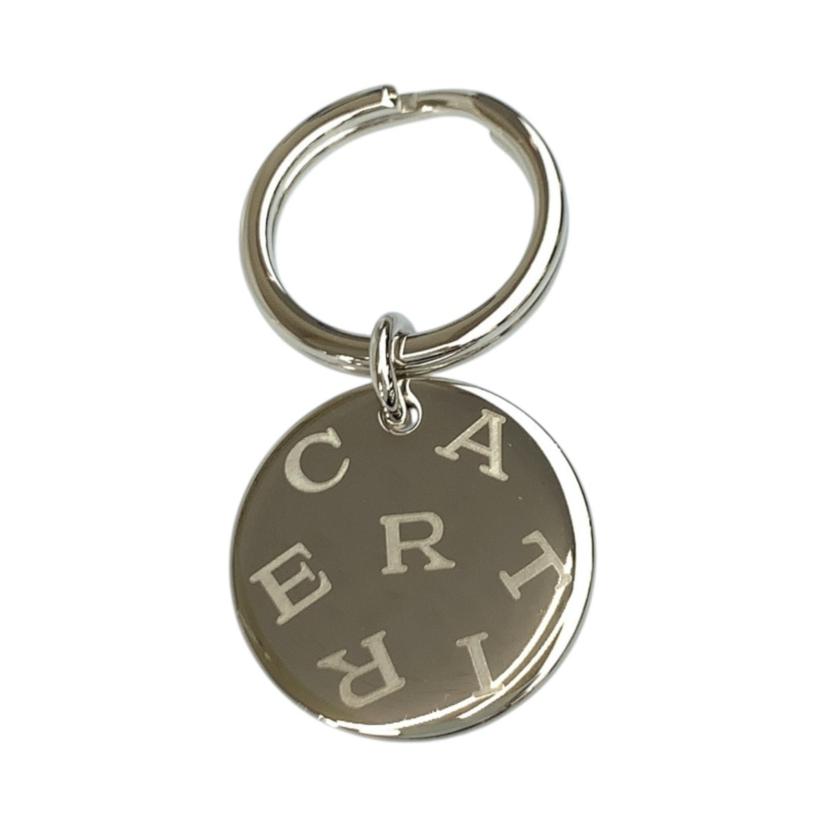 超美品 CARTIER カルティエ ロゴモチーフ シルバー ステンレス キーホルダー キーリング 604174 【中古】