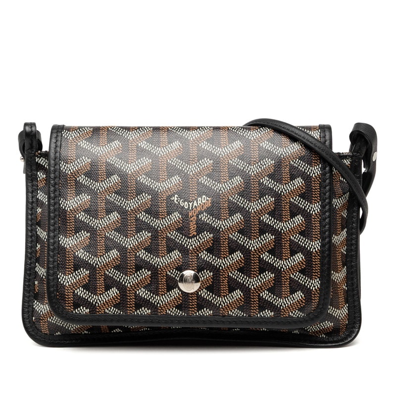 ゴヤール プリュメ 斜め掛け ショルダーバッグ ポーチウォレット ブラック ブラウン PVC レザー レディース GOYARD 【中古】