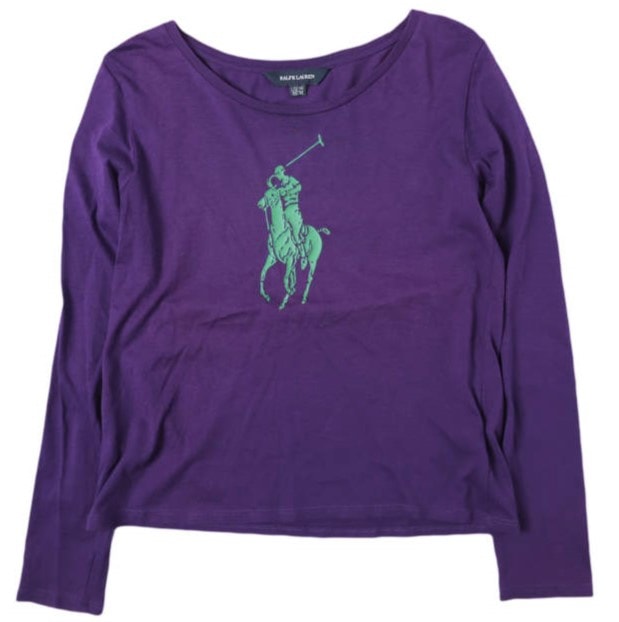 RALPH LAUREN ラルフローレン ビッグポニープリント ロングスリーブTシャツ GIRLS L(12-14) PURPLE 長袖 ナンバリング3 トップス g27406
