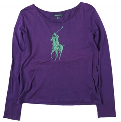 RALPH LAUREN ラルフローレン ビッグポニープリント ロングスリーブTシャツ GIRLS L(12-14) PURPLE 長袖 ナンバリング3 トップス g27406