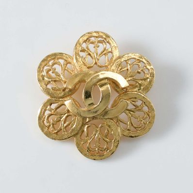 CHANNEL ココマーク 95A ブローチ GP ゴールド フラワー