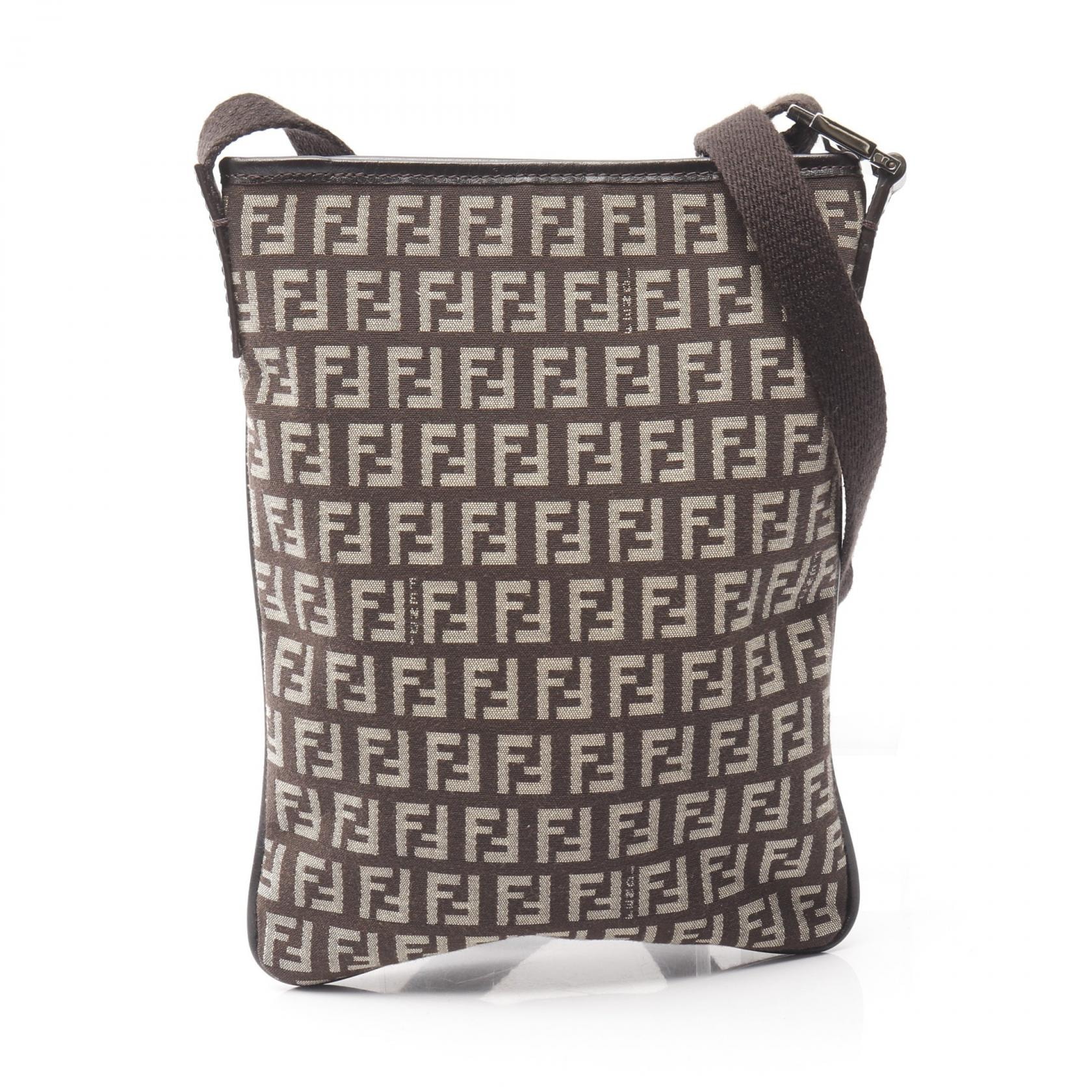 フェンディ FENDI ズッキーノ ショルダーバッグ バッグ キャンバス レザー レディース ブラウン系 / ベージュ系 【中古】