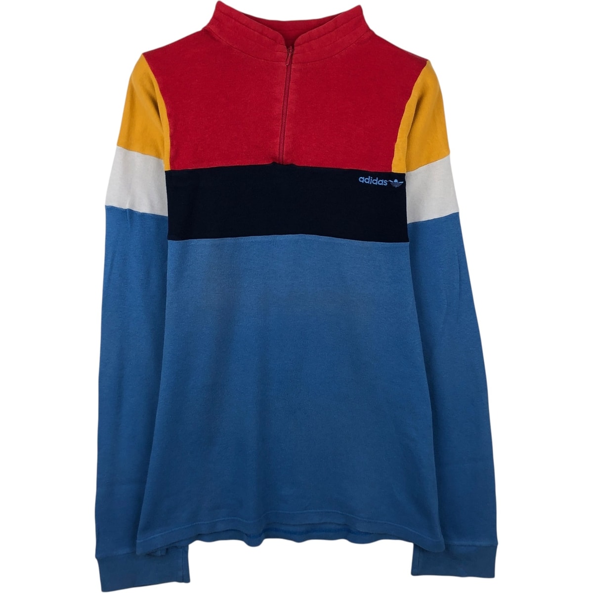 古着 80~90年代 アディダス adidas トレフォイルロゴ ハーフジップ ロングTシャツ ロンT メンズL相当 ヴィンテージ/eaa638046