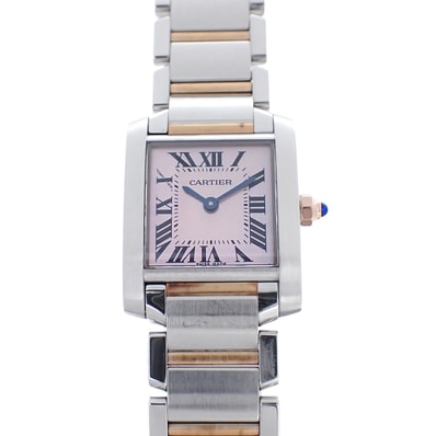 Cartier カルティエ タンクフランセーズ SM W51027Q4 ピンクシェル SS/PG レディース 腕時計