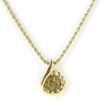 【中古】 クリスチャンディオール ネックレス メタル ゴールド メッキ アクセサリー CDロゴ レディース 女性 Christian Dior