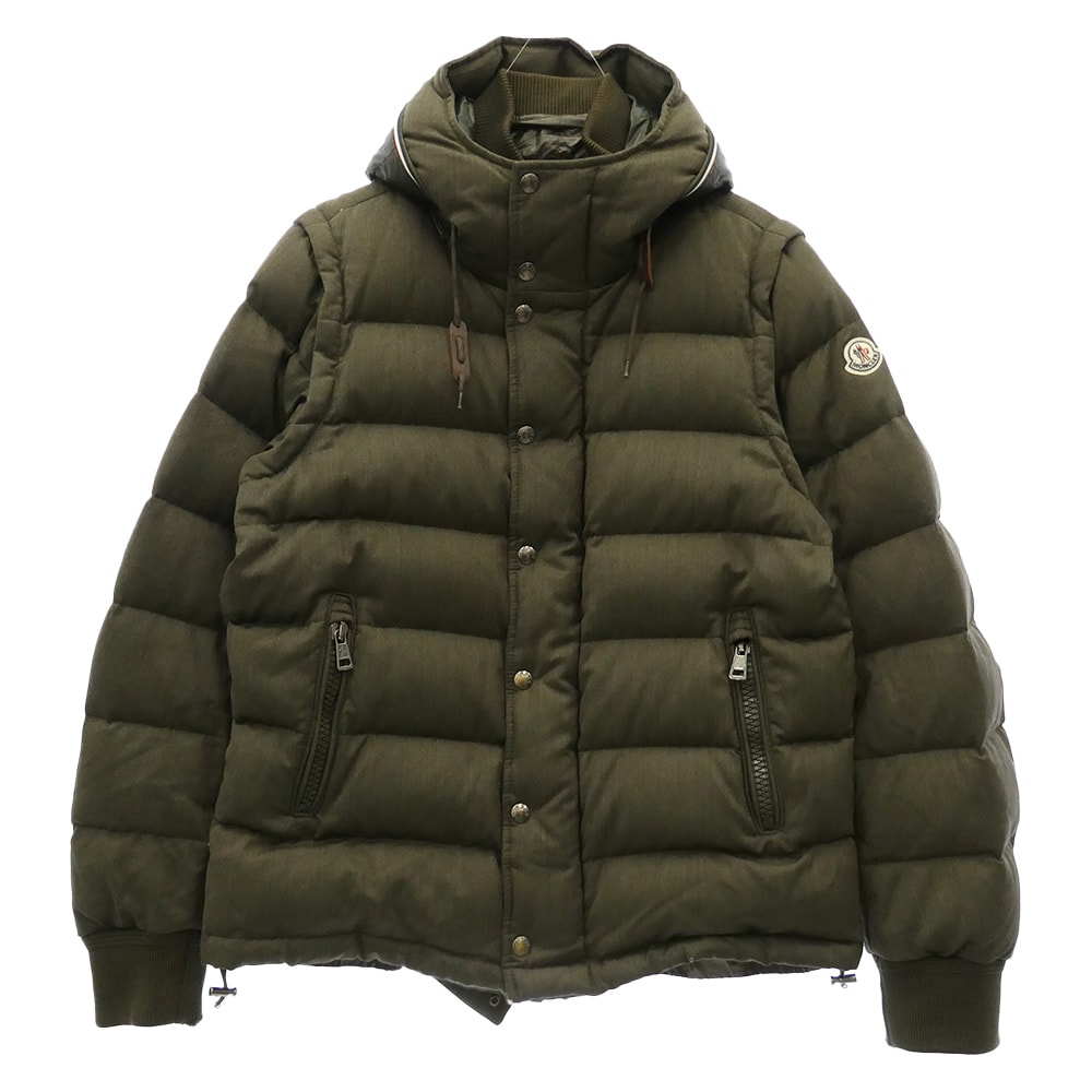 MONCLER モンクレール ジャケット 120914190905 HEM GIUBBOTTO 袖ロゴワッペン 2way ダウン ベスト ジャケット カーキ系 2【中古】