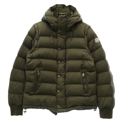 MONCLER モンクレール ジャケット 120914190905 HEM GIUBBOTTO 袖ロゴワッペン 2way ダウン ベスト ジャケット カーキ系 2【中古】