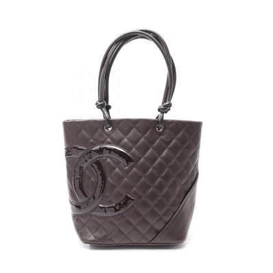 シャネル CHANEL カンボンライン ミディアム トートバッグ バッグ レザー パテントレザー レディース ブラウン系 A25167 【中古】